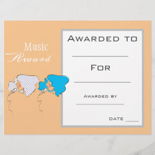 Papier Certificat de prix de musique vocale professeur de