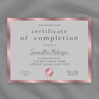 Certificat de Réalisation Rose Gold Société de Pri