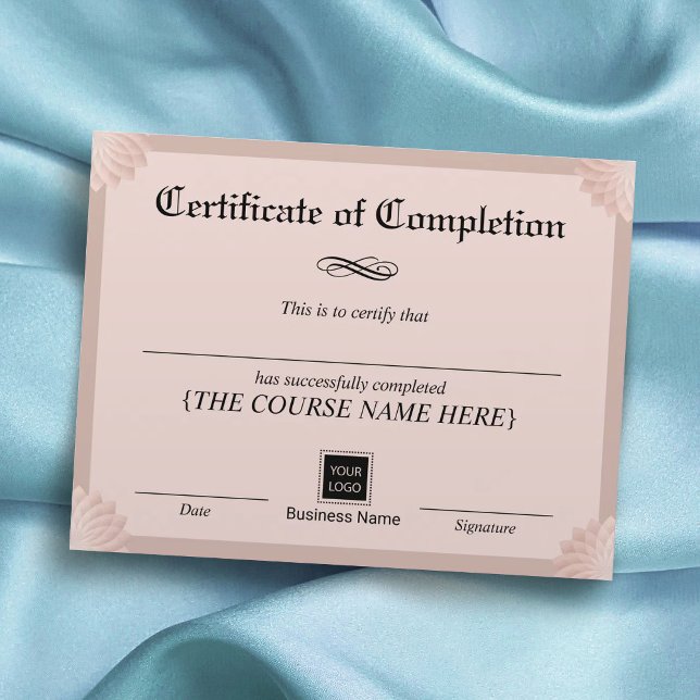 Papier Certificat de Récompense de Complétion Rose Pâle (Créateur téléchargé)