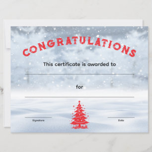 Papier Certificat de récompense de Noël Winter Wonderland