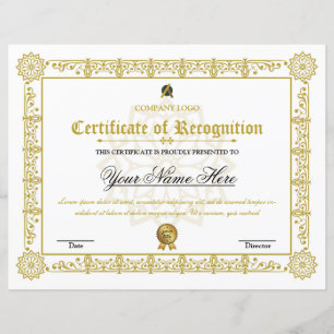 Papier Certificat de reconnaissance