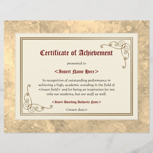 Papier Certificat de réussite (Devant)