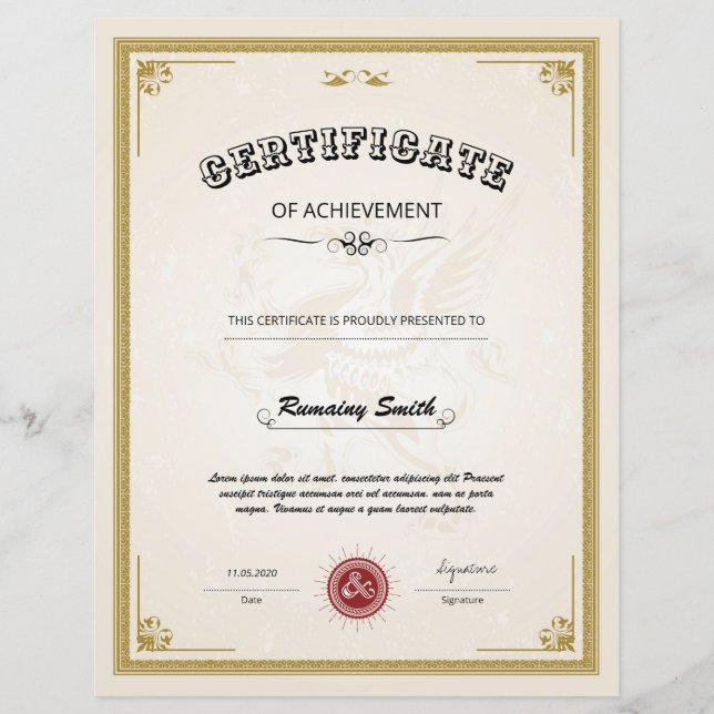 Papier Certificat De Réussite (Devant)