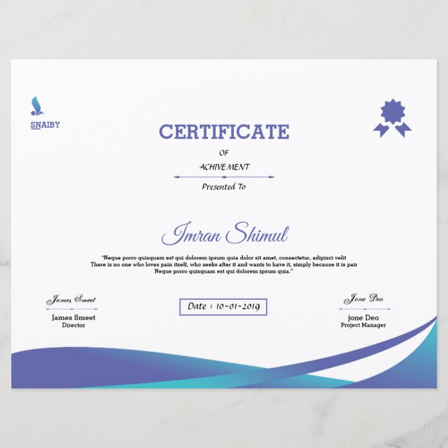 Papier Certificat De Réussite (Devant)