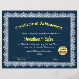 Papier Certificat de réussite bleu et jaune
