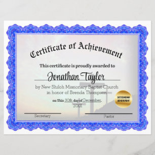 Papier Certificat de réussite de la Croix de l'Église