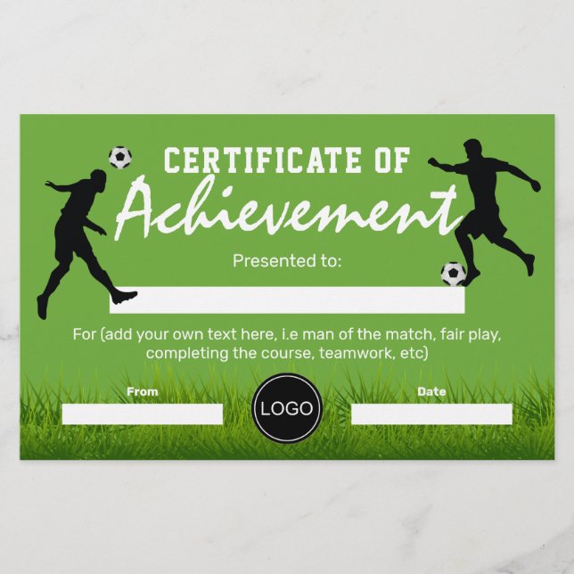 Papier Certificat de réussite | Prix du football (Devant)