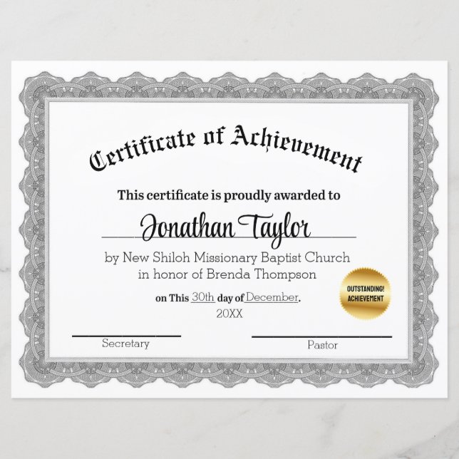 Papier Certificat de réussite traditionnel noir (Devant)