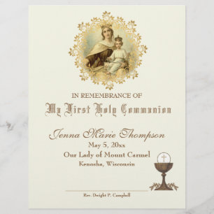 Papier Certificat de souvenir de la Sainte Communion cath