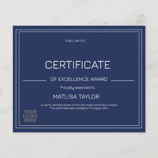 Papier Certificat d'excellence Prix Marine Ajouter un log