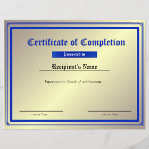 Papier Certificat d'indicateur de ligne bleue mince perso