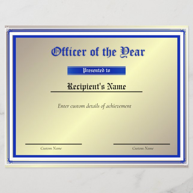 Papier Certificat d'indicateur de ligne bleue mince perso (Devant)