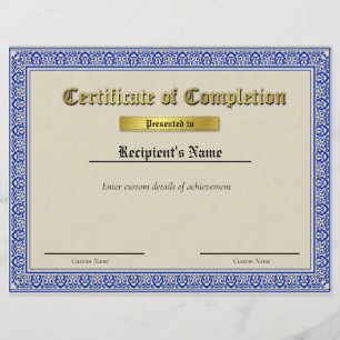 Papier Certificat d'indicateur de ligne bleue mince perso