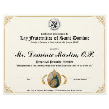 Certificat dominicain Lay