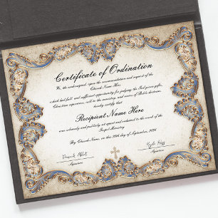 Papier Certificat d'ordination du ministère