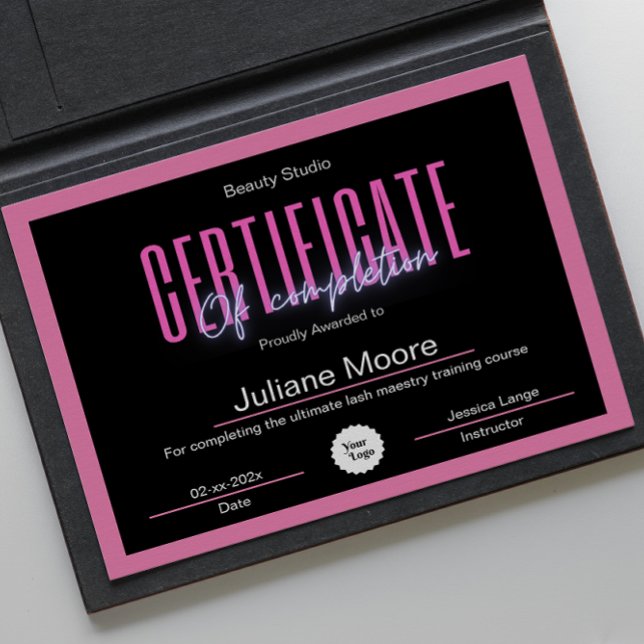 Papier Certificat Esthétique D'Achèvement Prix Rose (Esthetician Certificate Of Completion Awards Pink)