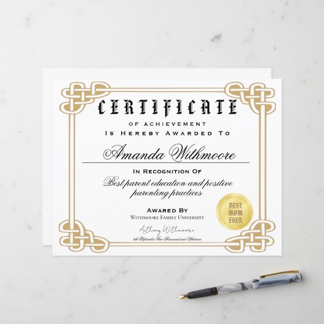 Papier Certificat faux et diplôme professionnel (Devant/Arrière en situation)
