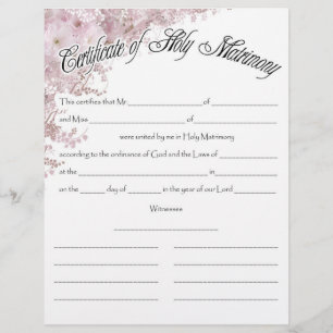 Papier Certificat mariage