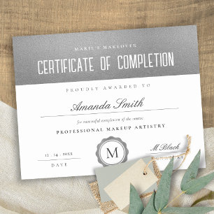 Papier Certificat minimal d'achèvement d'argent