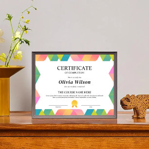 Papier Certificat modifiable de fin de cours attribué