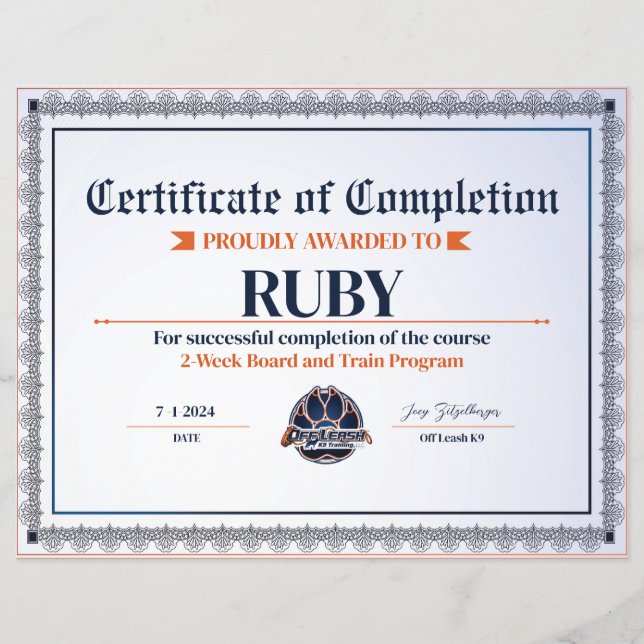 Papier Certificat OLK9 #12 (Devant)