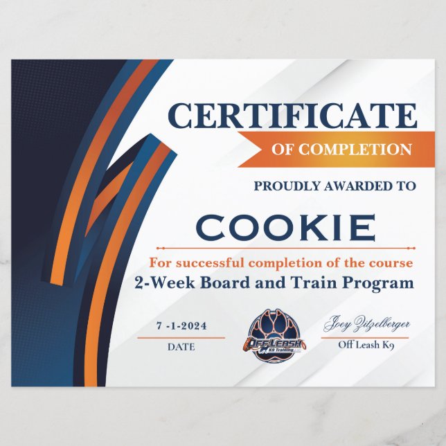 Papier Certificat OLK9 #3 (Devant)