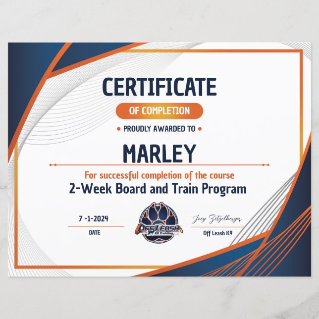 Papier Certificat OLK9 #9 (Devant)