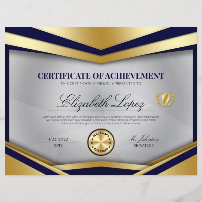 Papier Certificat professionnel de réussite (Devant)