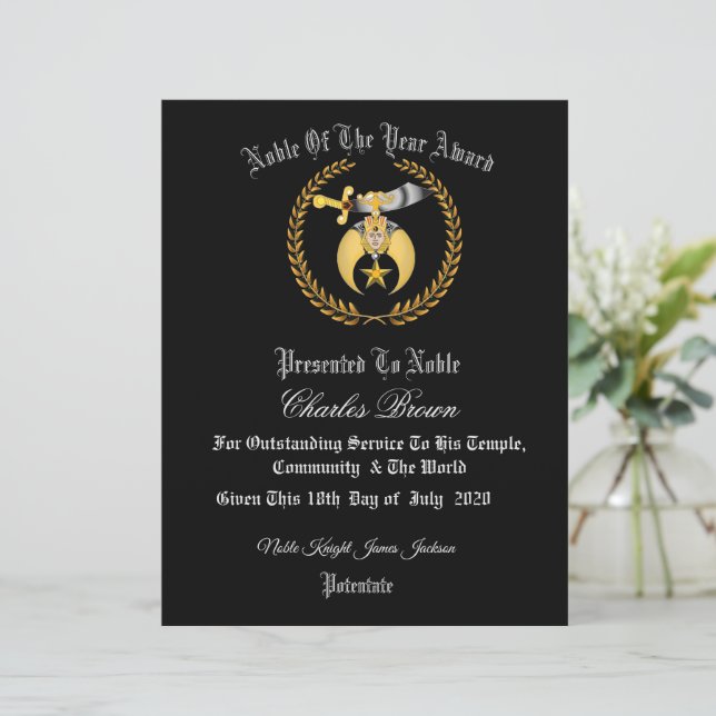 Papier Certificat Shriners (Debout devant)