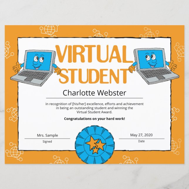 Papier Certificat Virtuel de Réussite de l'Étudiant PDF (Devant)