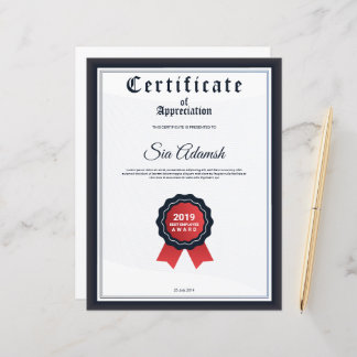 Papier Certificate Of Appreciation
