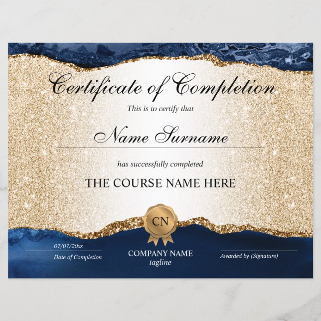 Papier Certificate of Completion Award Course Beauty (Devant)