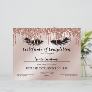 Papier Certificate of Completion Award lashes course