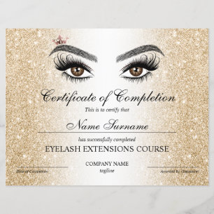 Papier Certificate of Completion Award lashes course