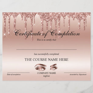 Papier Certificate of Completion Award lashes course