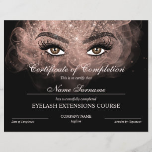 Papier Certificate of Completion Award lashes course