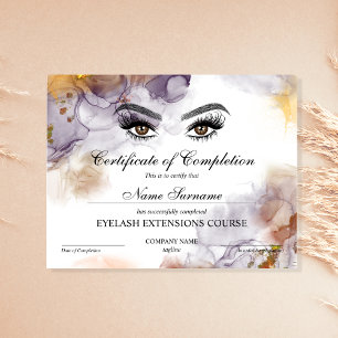 Papier Certificate of Completion Award lashes course