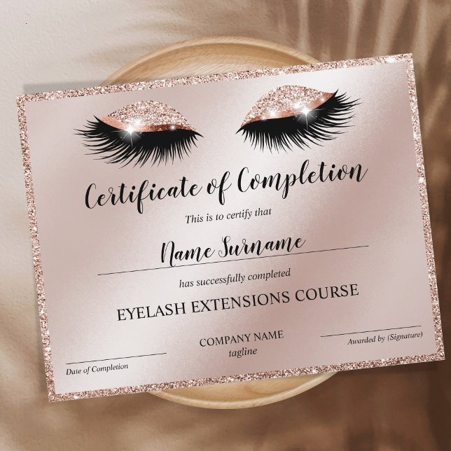 Papier Certificate of Completion Award lashes course (Créateur téléchargé)