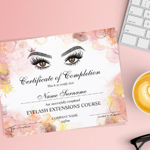 Papier Certificate of Completion Award lashes course