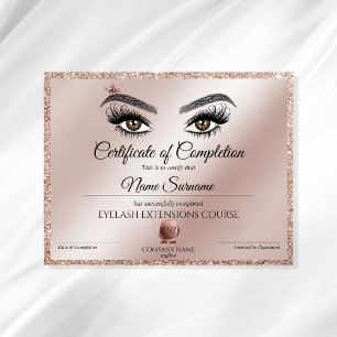 Papier Certificate of Completion Award lashes course