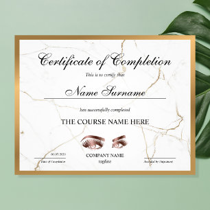 Papier Certificate of Completion Award lashes course