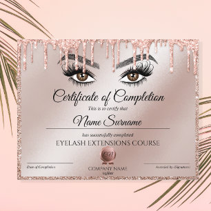 Papier Certificate of Completion Award lashes course