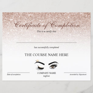 Papier Certificate of Completion Award lashes course