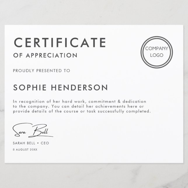 Papier Certificats d'entreprise personnalisés professionn (Devant)