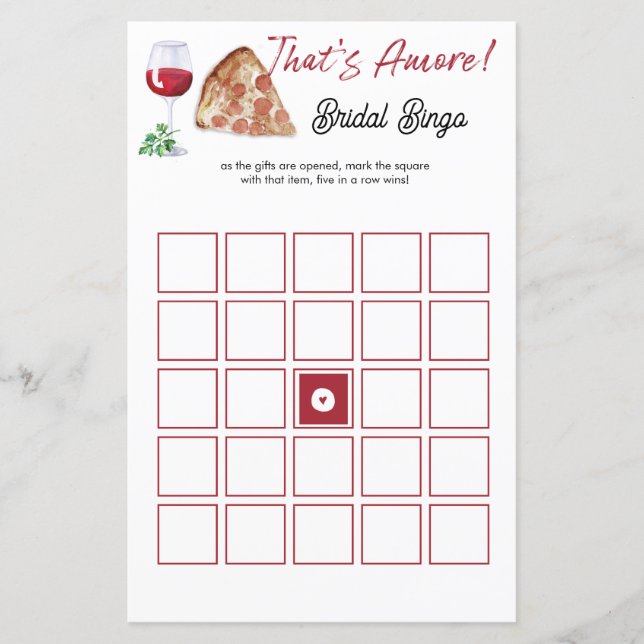 Papier C'est Amore Bingo Fête des mariées Game (Devant)