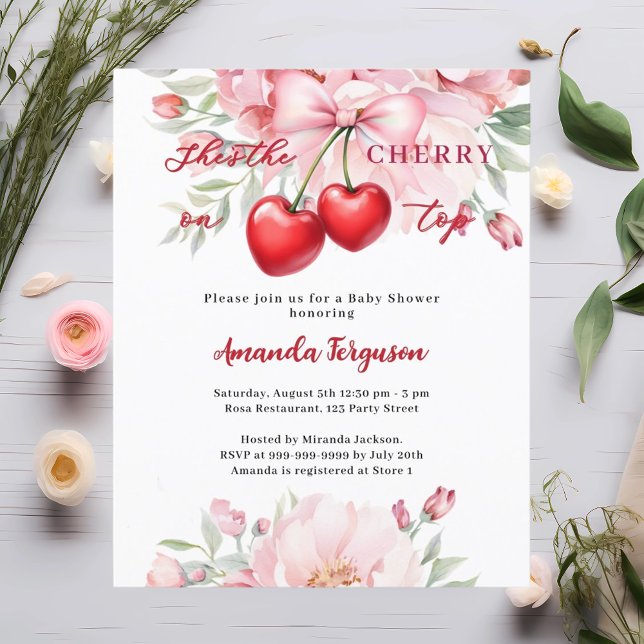 Papier C'est la cerise sur l'invitation du Baby shower av (Créateur téléchargé)