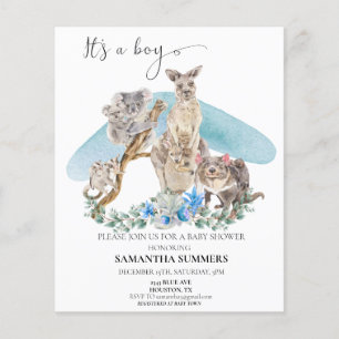 Papier C'est un garçon Baby shower animal australien bleu