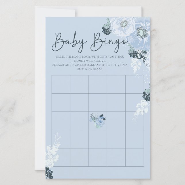 Papier C'est un garçon Blue Floral Baby shower Jeu de Bin (Devant)