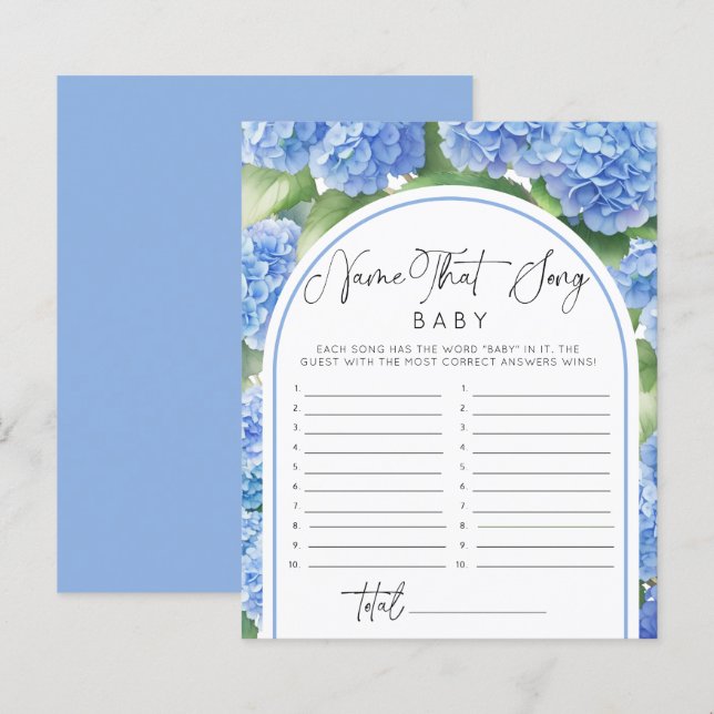 Papier C'est un garçon Hydrangea Nom Song Baby shower Jeu (Devant / Derrière)