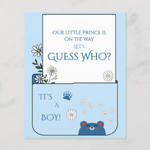 Papier C'est un garçon ! Ourson mignon et fleurs de margu